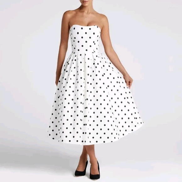 Dresses Elegant Black And White Polka Dot Strapless Dress Poshmark Dresses Elegant Black And White Polka Dot Strapless Dress Poshmark